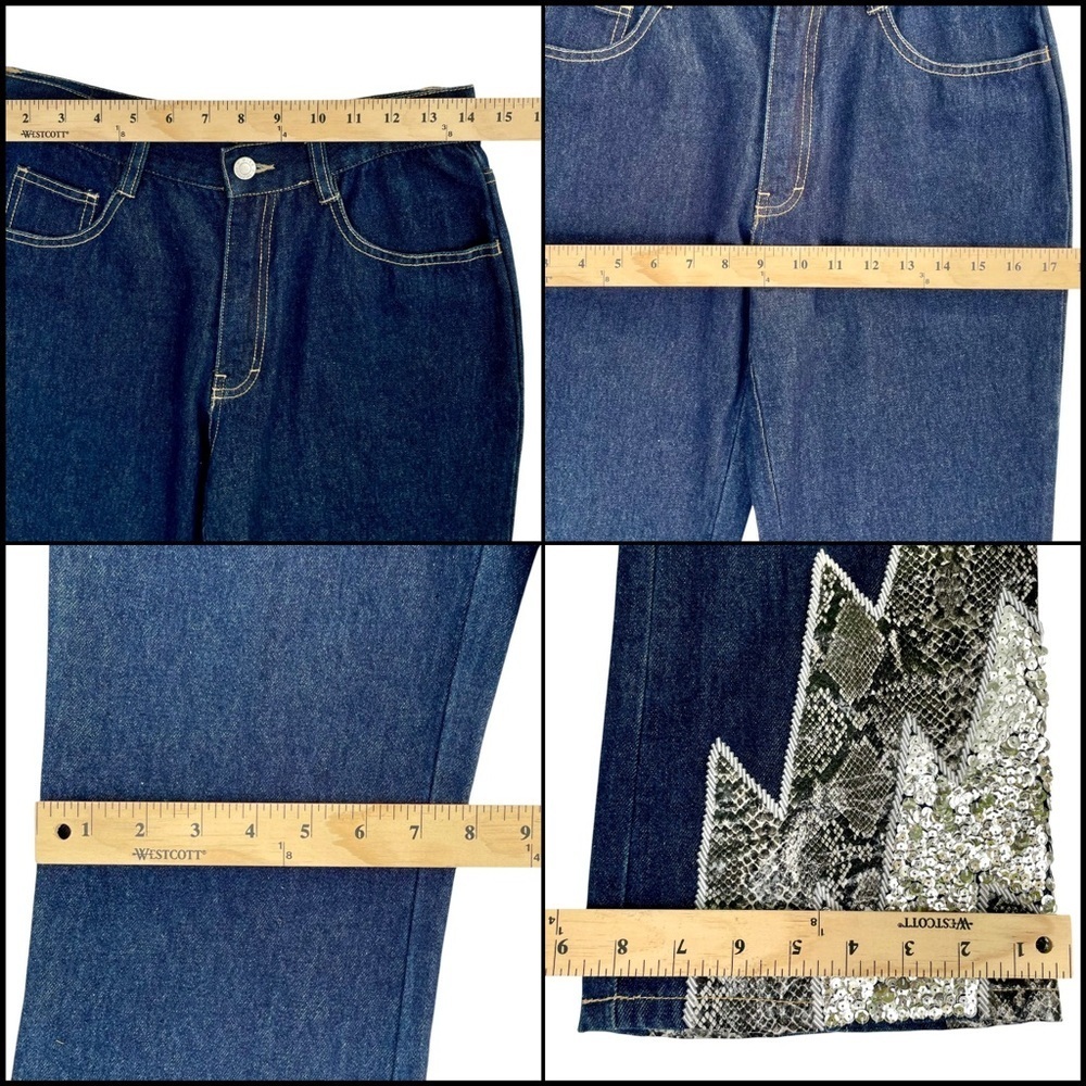 Miss Selfridge Bootcut Jeans, size S, Glitter Snake Trim, Boho Western Festival - Picture 15 of 16